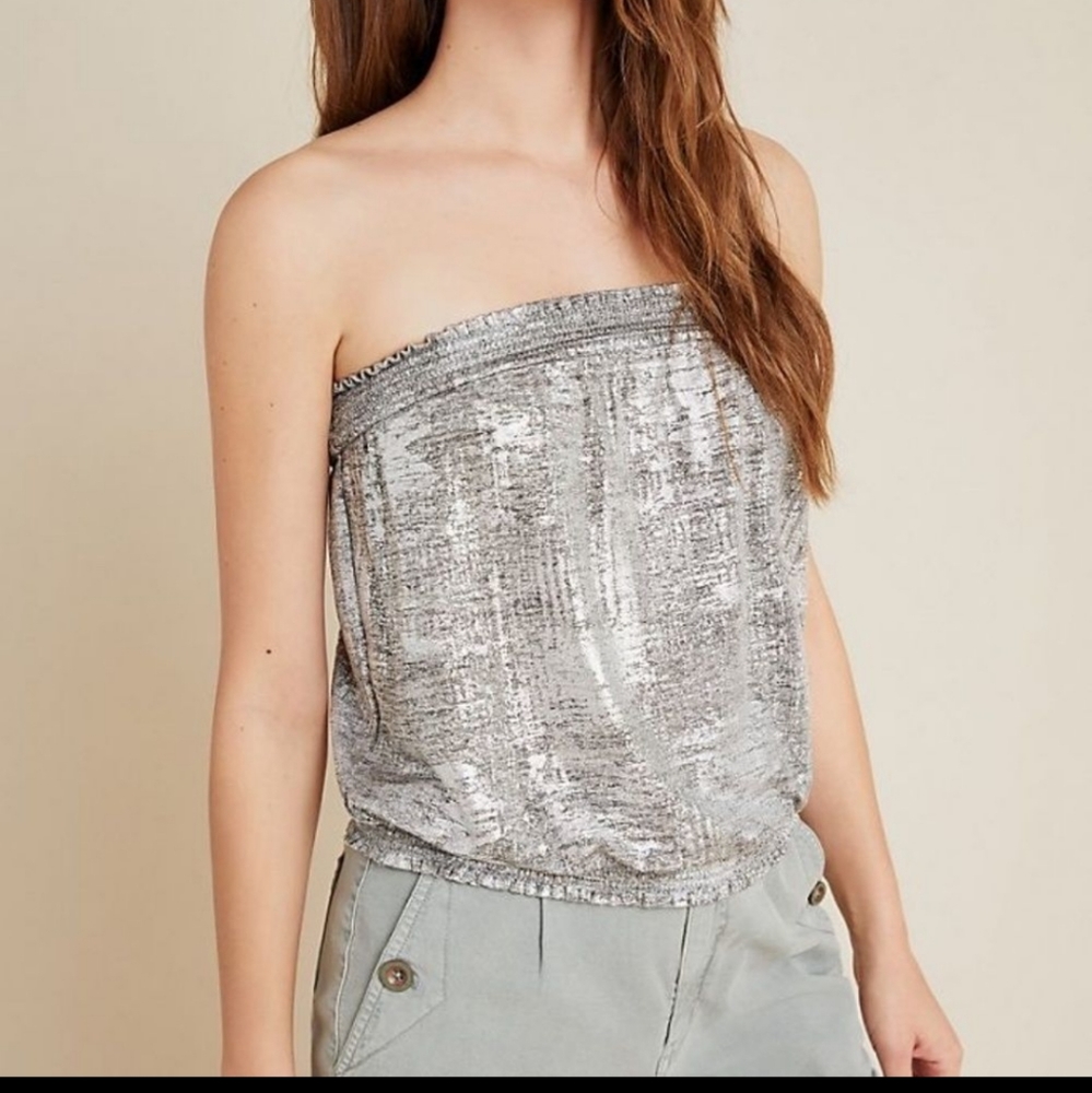 Silver Shimmer Shine  - Anthropologie Tube Top - Picture 3 of 9